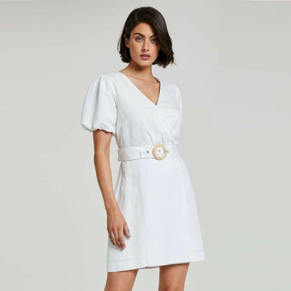Portmans Dresses & Skirts - PORTMANS Linen Blair Puff Sleeve Wrap Dress